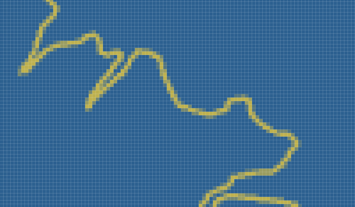 A screenshot of a line art from Photoshop. The screenshot is zoomed in to 1200%. The line art is about 1px wide.