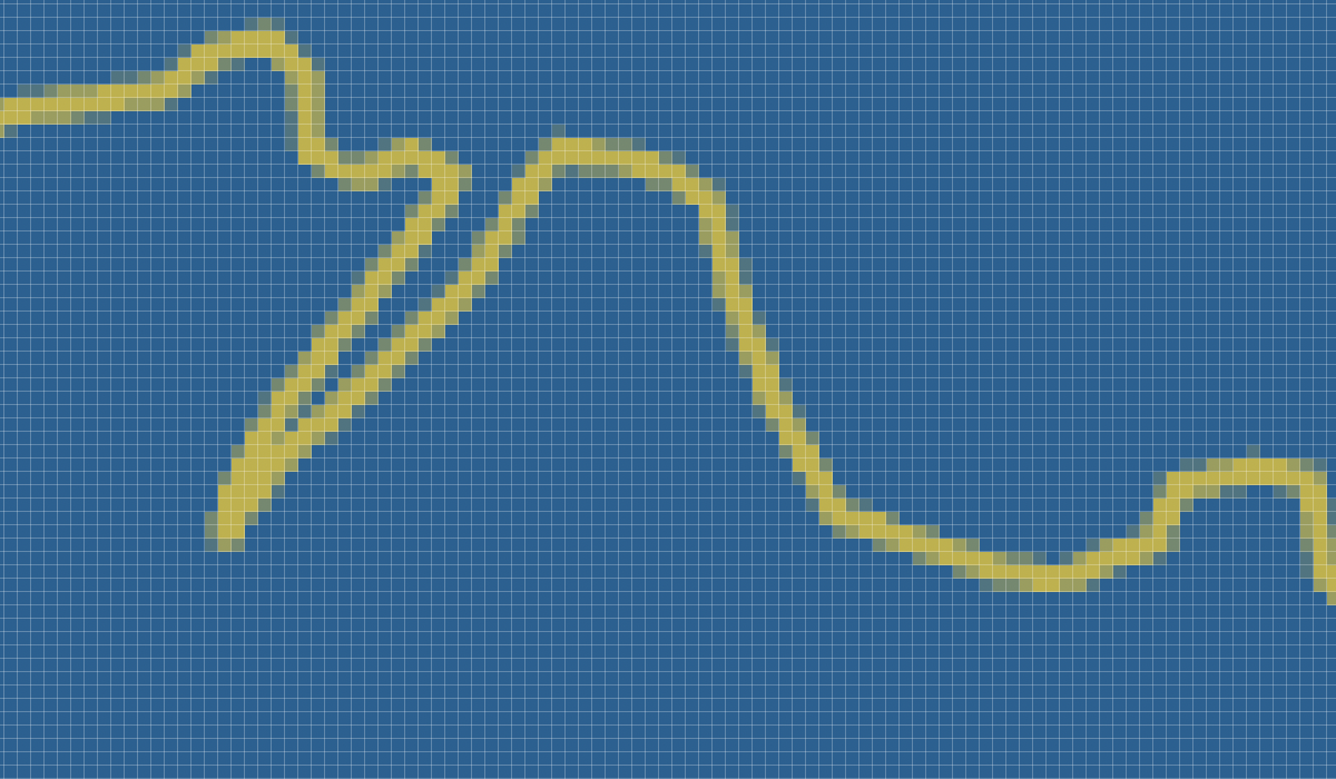 A screenshot of a line art from Photoshop. The screenshot is zoomed in to 1200%. The line art is about 2px wide.