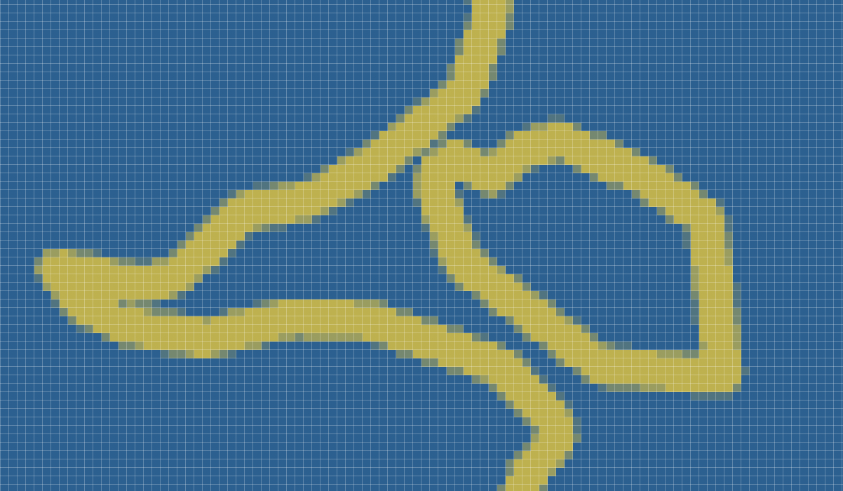 A screenshot of a line art from Photoshop. The screenshot is zoomed in to 1200%. The line art is about 4px wide.