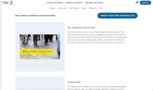 A screenshot of the Personal Kit section on EHC's website.