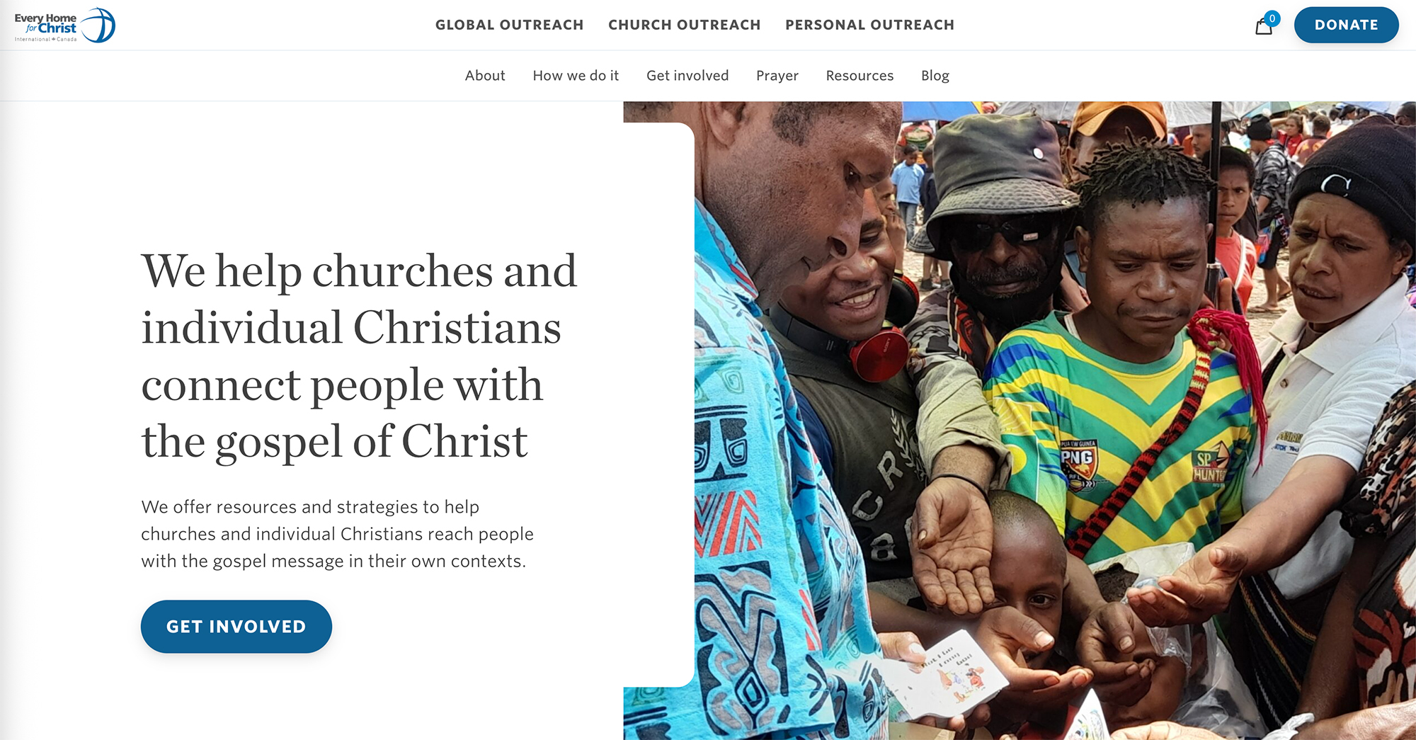 The new home page for Every Home for Christ